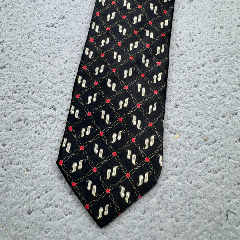 Brioni Tie Black Paisley Neat Geometric Trellis Silk Italy Luxury Designer